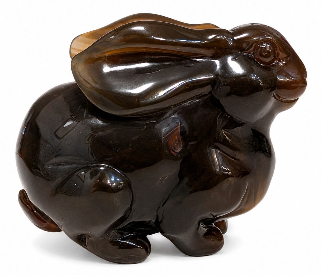 Hand-Carved Agate Geode Rabbit Sculpture (1 of 4)