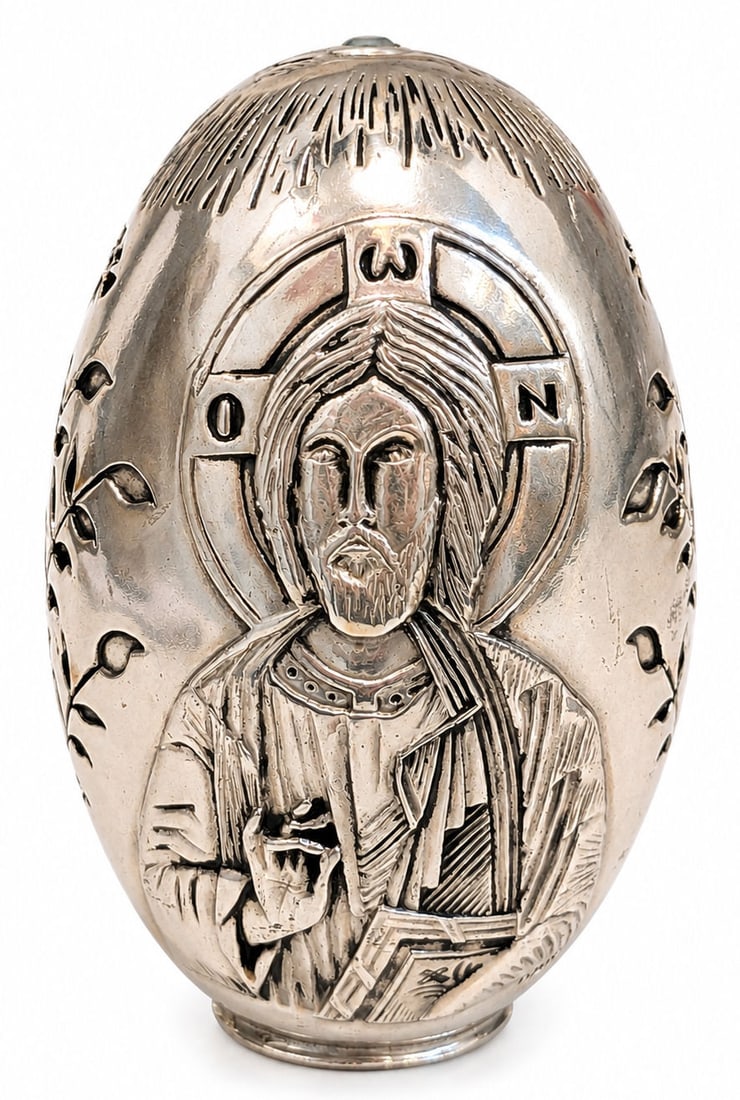 Greek Silver (.999) Orthodox Easter Egg Table Sculpture (1 of 6)