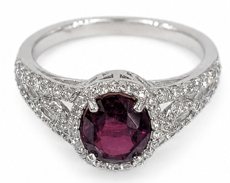 Oscar Friedman Platinum 1.96 Carat No Heat Purplish Red Spinel and Diamond Ring, GIA Certified (1 of 6)