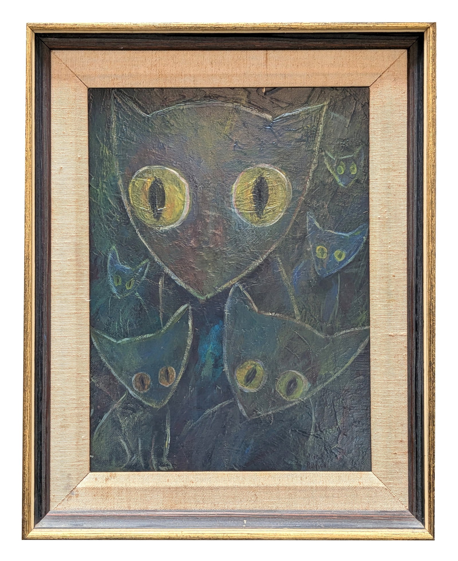 Alice Marie Yvonne Philppot Rahon ( 1904 - 1987 ) France: Alice Marie Yvonne Philppot Rahon ( 1904 - 1987 ) France Oil on Cradboard Measure 12"in H x 9"in W and 14 3/4"in H x 12"in W framed Known for: Abstract expressionist, surrealist painting, poetry writi