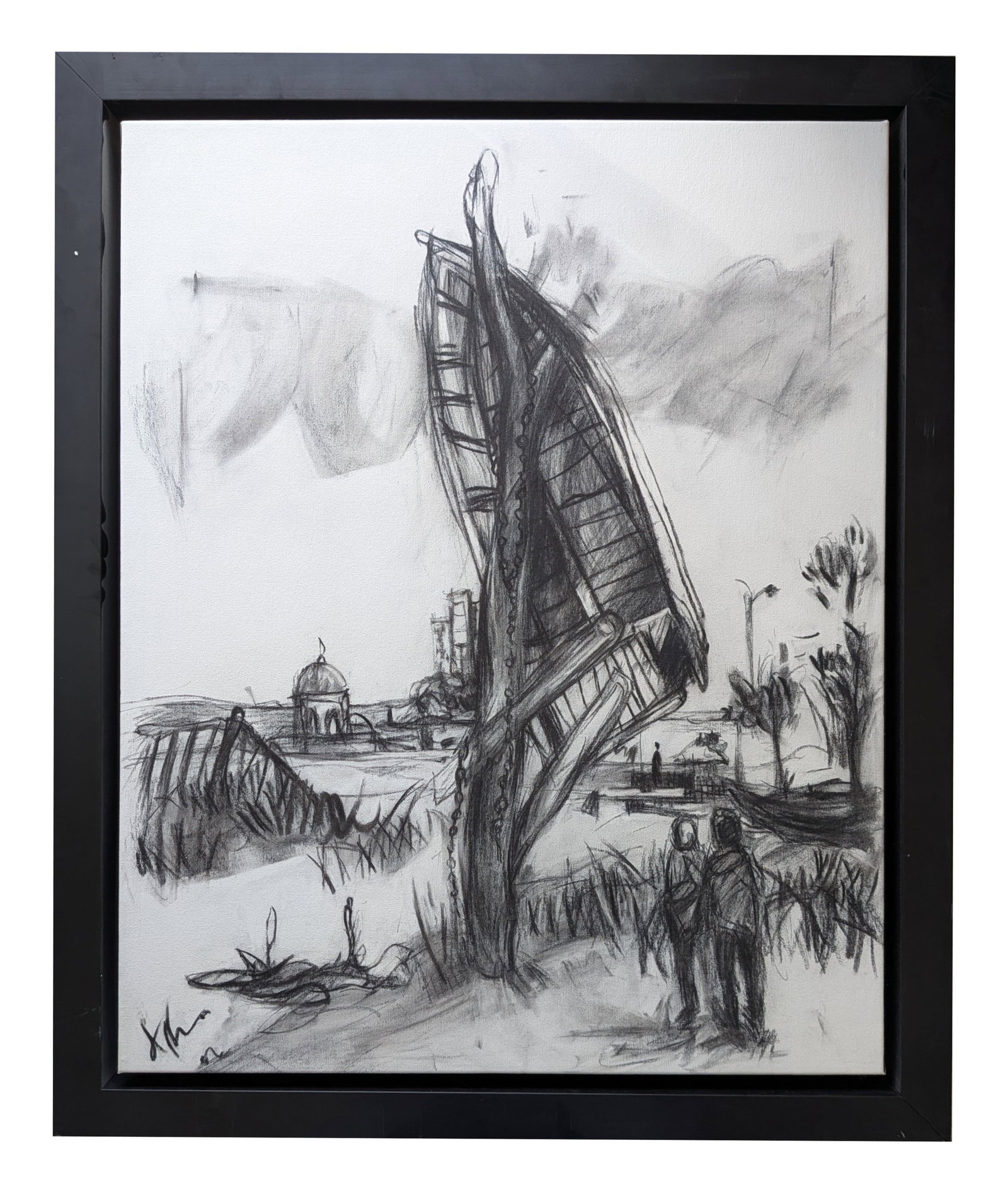 Alexis Leyva Machado Kcho ( Born 1970 ) Cuba: Alexis Leyva Machado Kcho ( Born 1970 ) Cuba Charcoal on Canvas Measure 32"in H x 26"in W and 37"in H x 30 1/2"in W x 2"in D framed Biography: Kcho (sometimes spelled " K'cho " ), was born Alexis Leyv