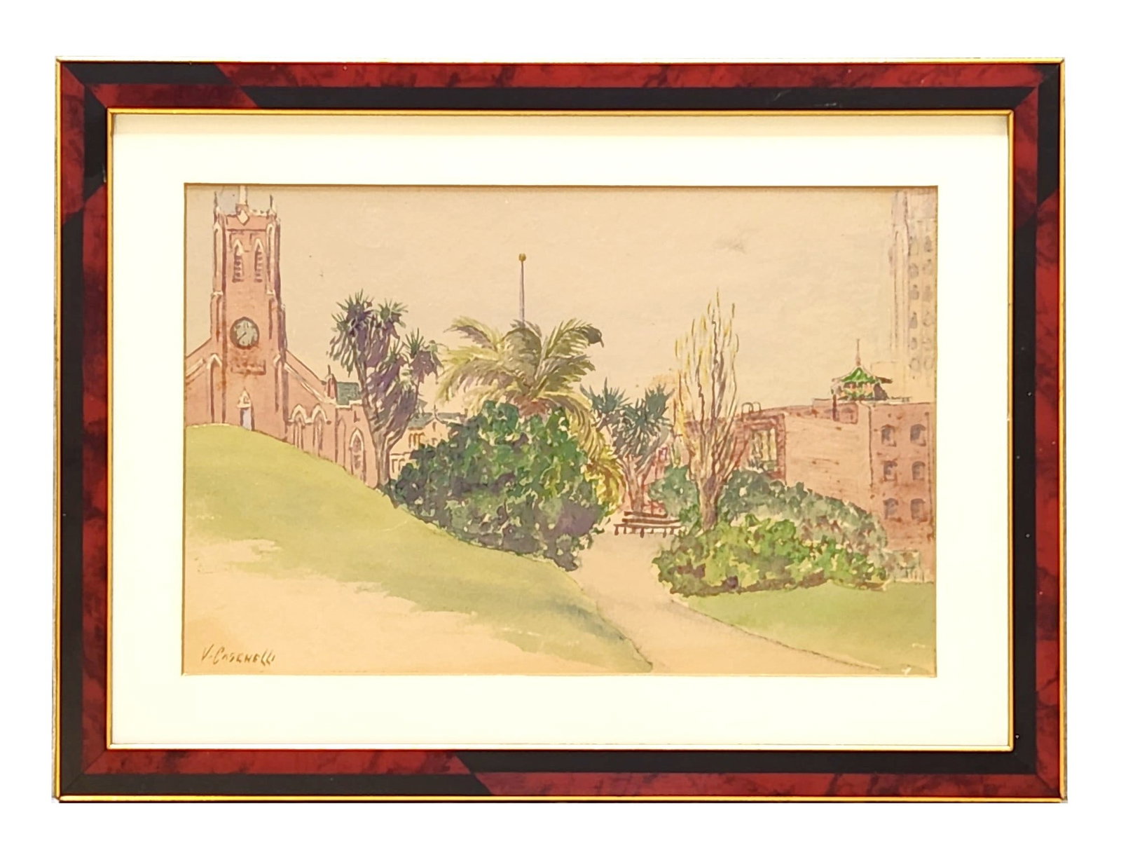 Victor (Casnelli) Casenelli (1868 - 1961) American: Victor (Casnelli) Casenelli (1868 - 1961) American Watercolor on Paper Measure 7"in H x 11"in W and 10 3/4"in H x 14 1/2"in W framed Known for: Indian figure, horse genre and landscape painting Name v