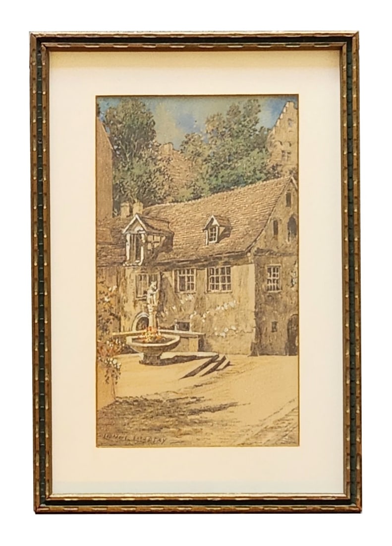 Lionel Arthur Lindsay (1874 - 1961) Australia: Lionel Arthur Lindsay (1874 - 1961) Australia Watercolor on Paper Measure 9 1/4"in H x 5 1/2"in W and 12 3/4"in H x 8 3/4"in W with frame Known for: Etching, painting, magazine and newspaper illustrat