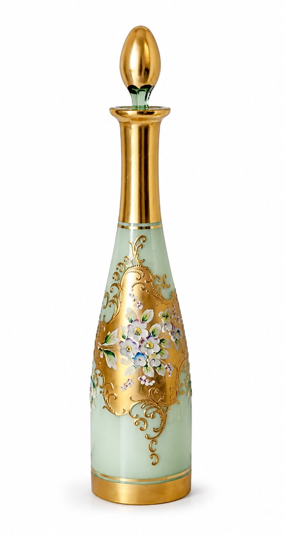 Fine Bohemian Gilt and Enameled Glass Perfume Bottle with Stopper, Late 19th Century