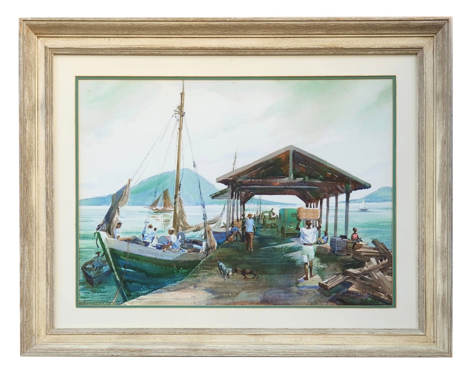 Frederick William Boulton (1904 - 1969) American: Frederick William Boulton (1904 - 1969) American Title: Messenger 22 Watercolor on Paper Measure 20 3/4"in H x 28 1/2"in W and 30 1/2"in H x 38"in W framed Known for: Commercial advertising art, train