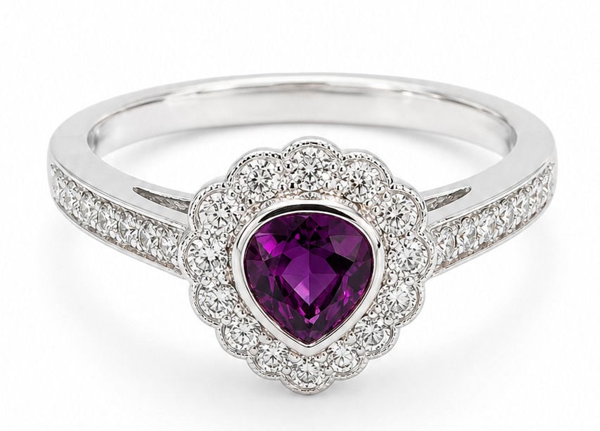 Aaron Gottlieb Platinum Natural Ruby and Diamond Ring with GIA Report: Designer: Aaron Gottlieb Size:6 3/4 Metal: Platinum ( PT900 ) Total Ring Gross Weight: 4.7 Grams Center Stone: One Pear Cut Natural Ruby Center Stone Weight: 0.84 Carat Center Stone Color: Red Center 