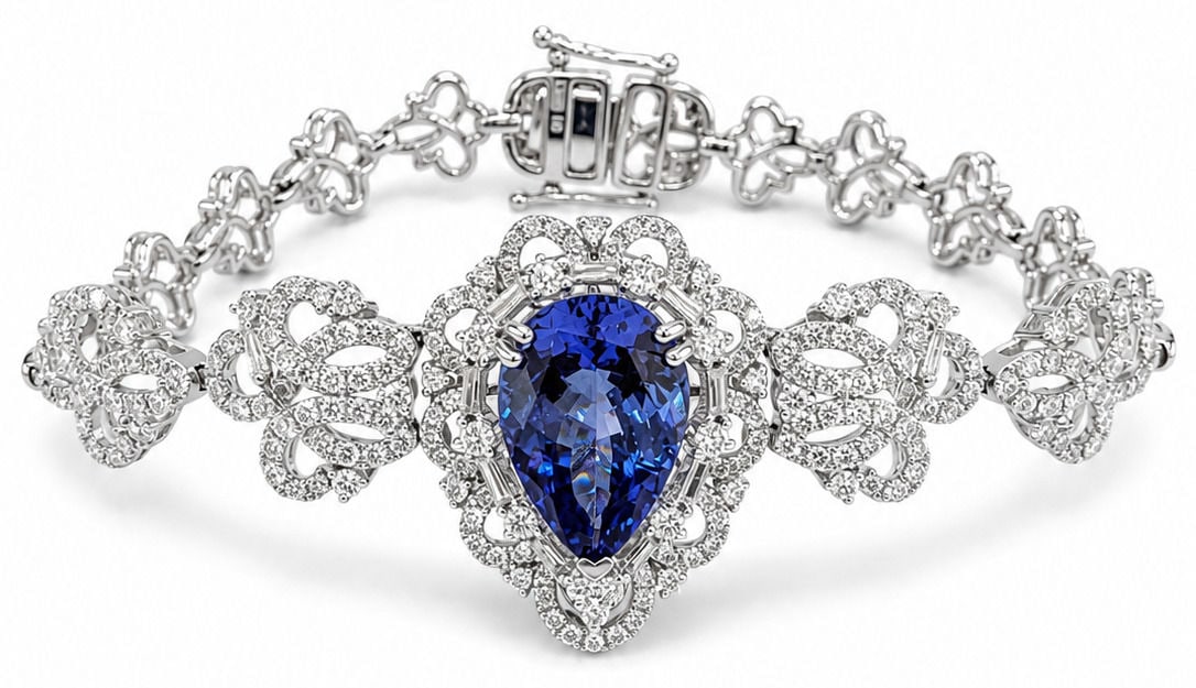 Orianne 14K White Gold 9.11 CT Tanzanite & 3.66 CT Diamond Bracelet (1 of 4)