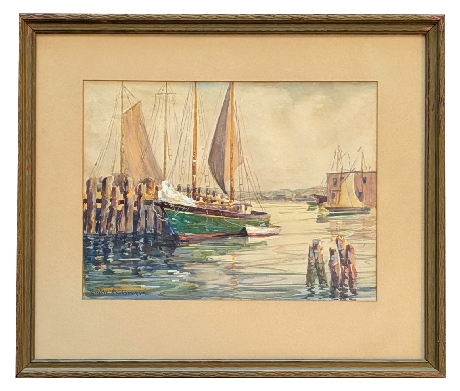 Emile Albert Gruppe (1896 - 1978) American: Emile Albert Gruppe (1896 - 1978) American Watercolor on Paper Measure 8 1/2"in H x 11 1/2"in W and 14 1/4"in H x 17"in W framed Biography: Emile A. Gruppe (1896 ? 1978) was an American Impressionist 