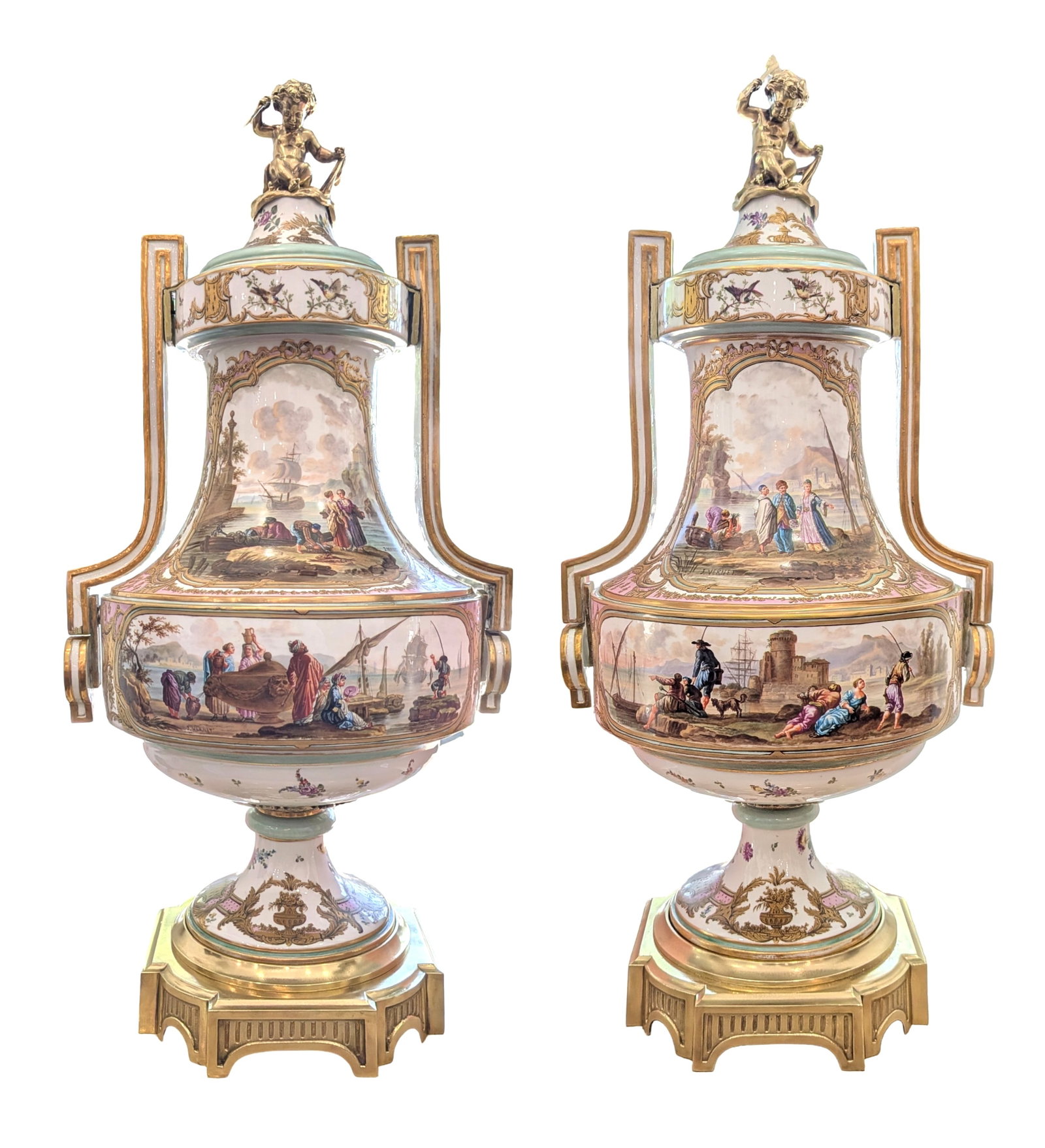 Pair of French Samson ( Edme Samson & Cie ) Porcelain and Ormolu Covered Vases (1 of 10)