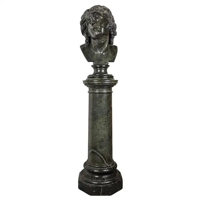 Antique 20th Century Italian Green Marble Life Size Bust On Stand c.1900 (1 of 6)