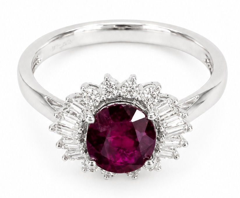 Oscar Friedman Platinum GIA Certified 2.27 CT Madagascar Ruby & 0.56 CTW Diamond Ring: Designer: Oscar Friedman Size:7 Metal: Platinum ( PT950 ) Total Ring Gross Weight: 5.2 Grams Center Stone: One Oval Natural Ruby Center Ruby Weight: 2.27 Carats Center Ruby Color: Red Center Ruby Meas