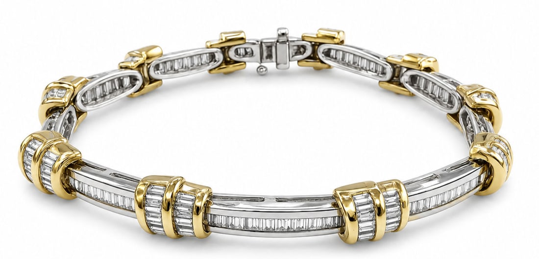 14K Two Tone Gold and Diamond Bracelet (1 of 4)