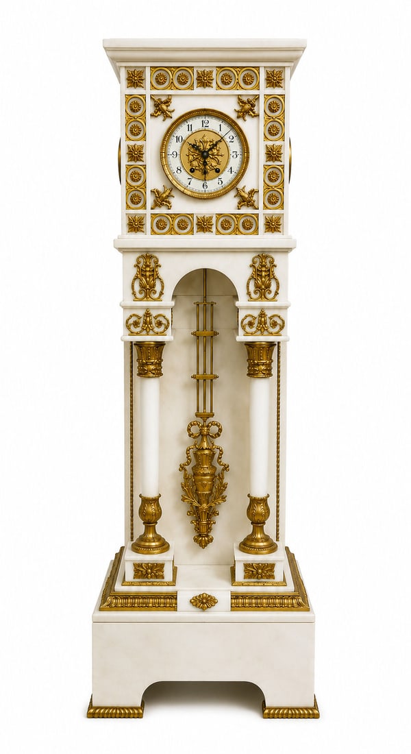 A French Empire Style Gilt-Bronze Mounted Marble Pedestal Clock (1 of 9)