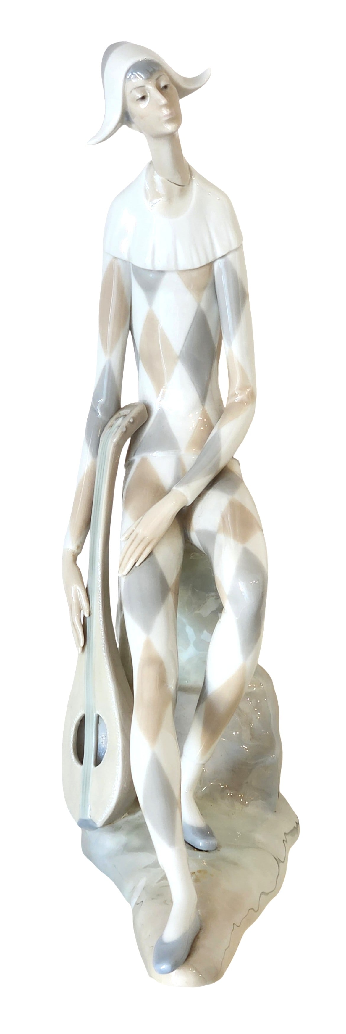 Lladro Porcelain Harlequin Figure with Lute - Spain (1 of 6)