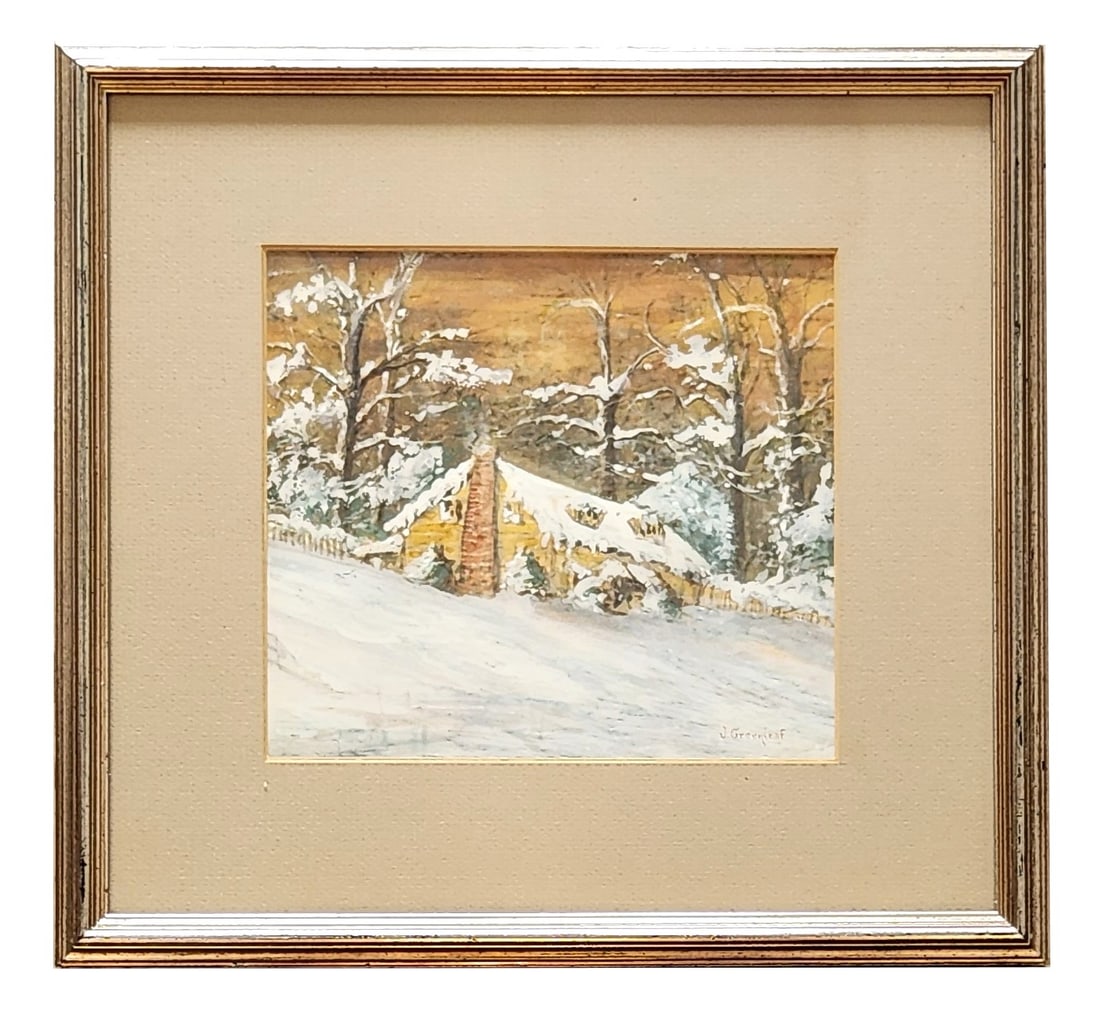 Jacob I. Greenleaf (1887 - 1968) Estonia: Jacob I. Greenleaf (1887 - 1968) Estonia Watercolor on Paper Measure 7 1/2"in H x 8 1/2"in W and 14"in H x 15"in W framed Known for: Landscape, harbor views Biography: Born in Reval, Estonia, Jacob Gr