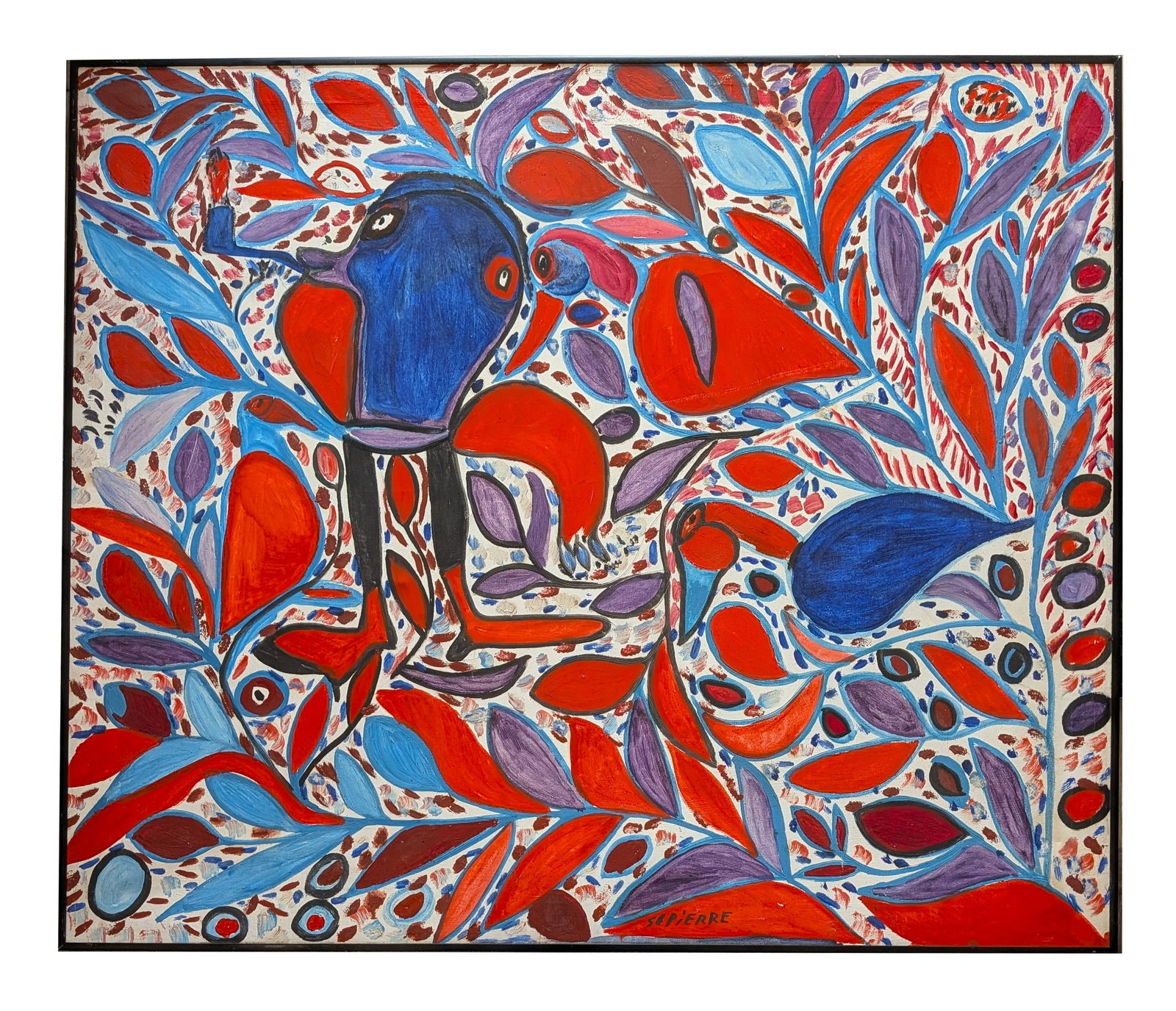 Saint-Pierre Toussaint ( 1923 - 1985 ) Haiti: Saint-Pierre Toussaint ( 1923 - 1985 ) Haiti Oil on Canvas Measure 32 1/2"in H x 38 1/2"in W and 34"in H x 40"in W framed Biography: St. Pierre Toussaint (1923?1985) was a Haitian self-taught painter 