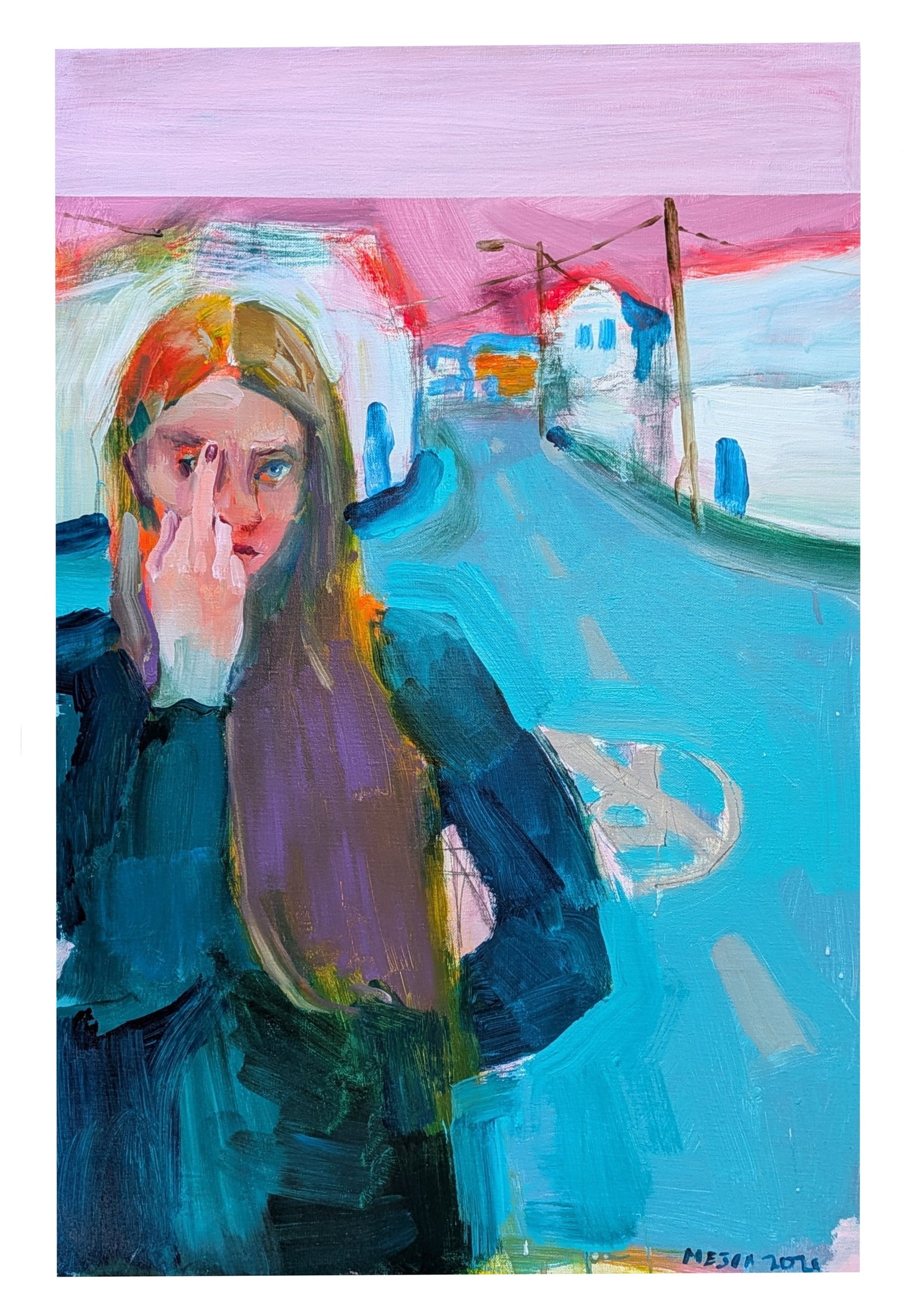 John Mejia ( Born 1976 ) Colombia: John Mejia ( Born 1976 ) Colombia Oil on Canvas Measure 31 1/4"in H x 21"in W x 1 1/2"in D not framed Biography: John Mejia (b. 1976, Cali, Colombia) is a Colombian artist based in France. Although he