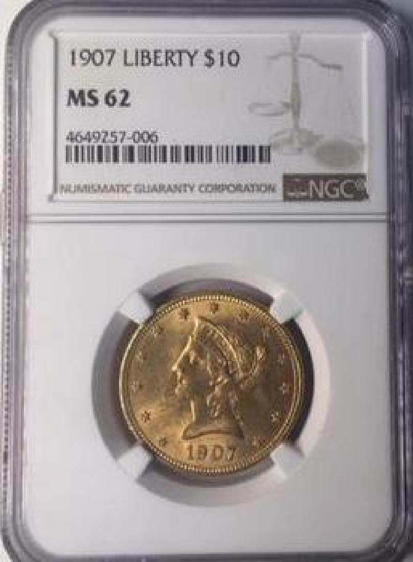 1907 NGC $10 Liberty Gold Coin MS 62 (1 of 2)