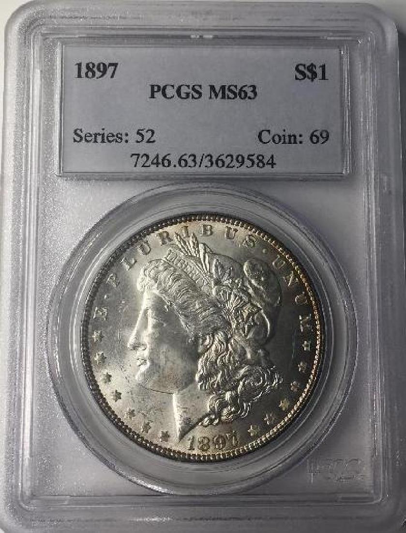 1897 PCGS MS63 $1 Morgan Silver Dollar Series 52 (1 of 2)