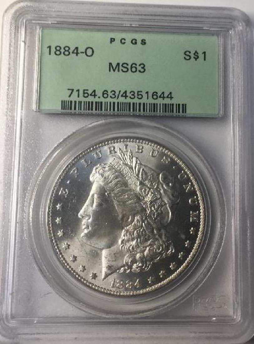 1884-O PCGS MS63 $1 Morgan Silver Dollar (1 of 2)