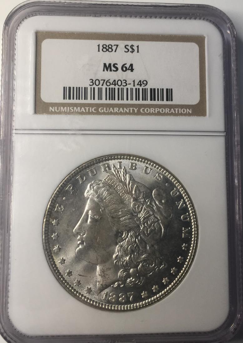 1887 NGC MS64 $1 Morgan Silver Dollar (1 of 2)