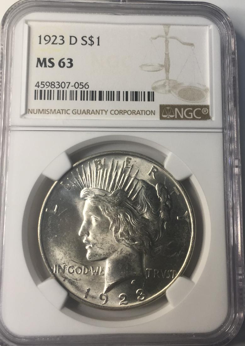 1923 D NGC MS63 $1 Peace Dollar (1 of 2)