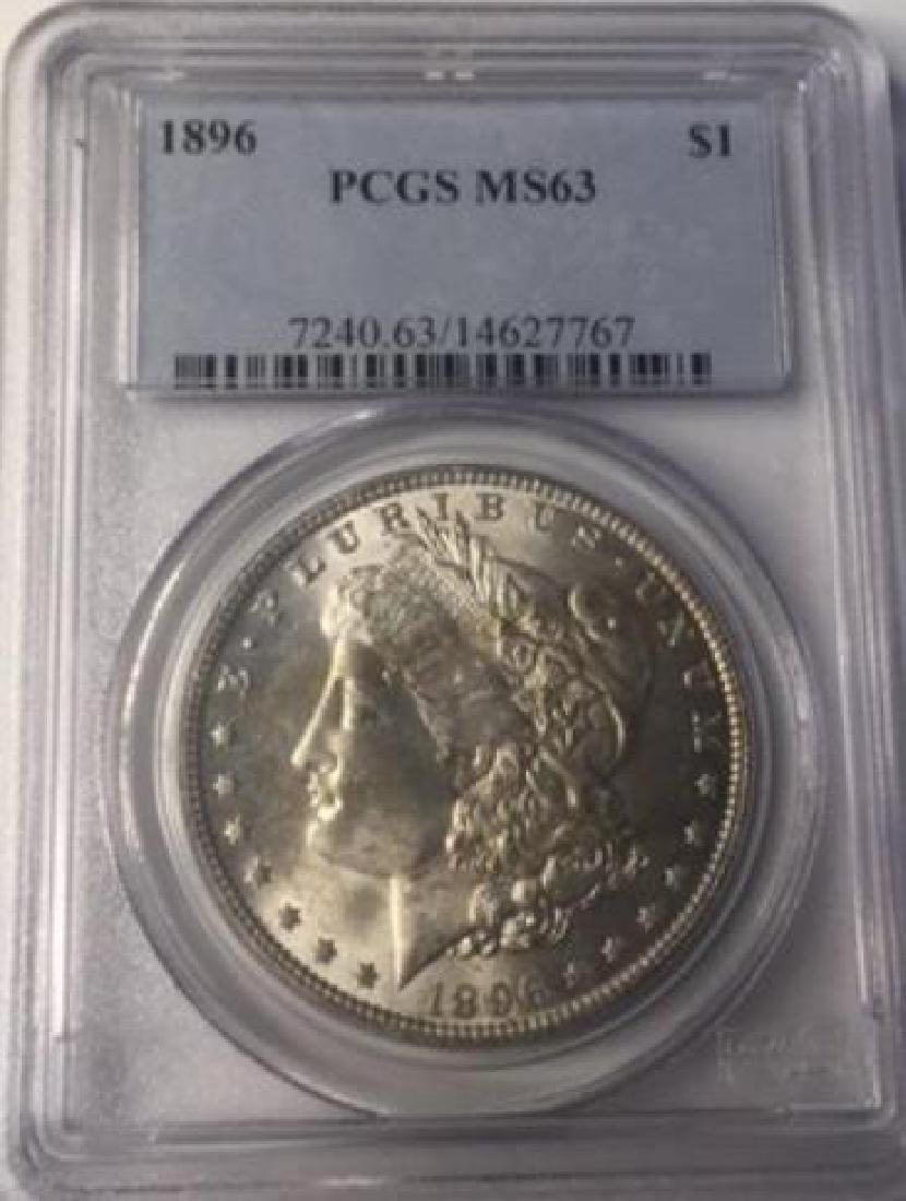 1896 PCGS MS63 $1 Morgan Silver Dollar (1 of 2)