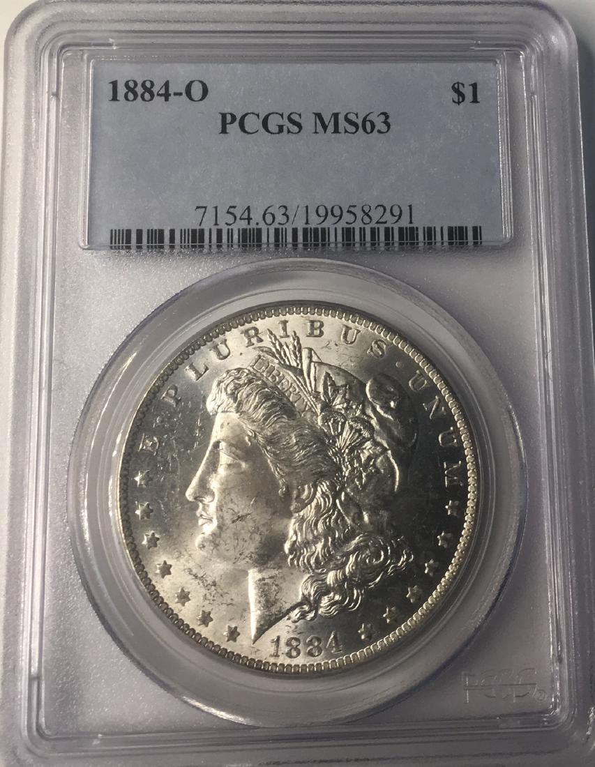 1884-O PCGS MS63 $1 Morgan Silver Dollar (1 of 2)