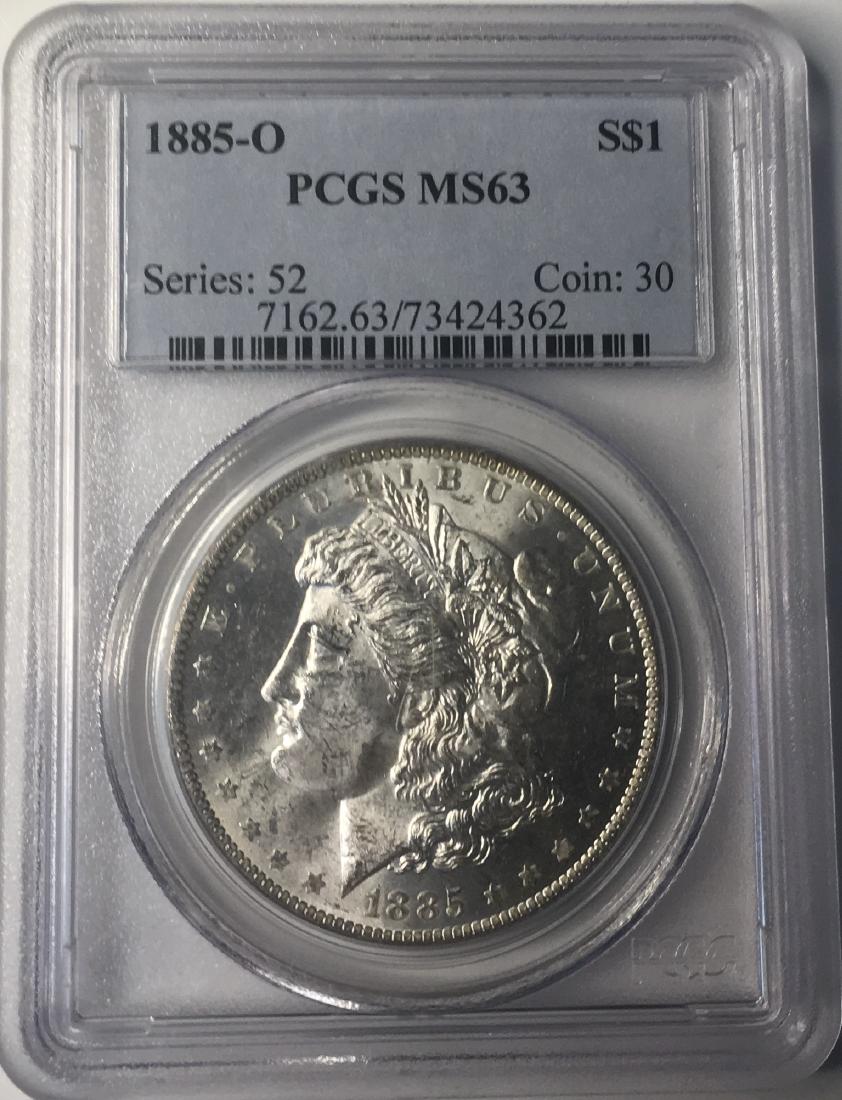1885-O PCGS MS63 $1 Morgan Silver Dollar (1 of 2)