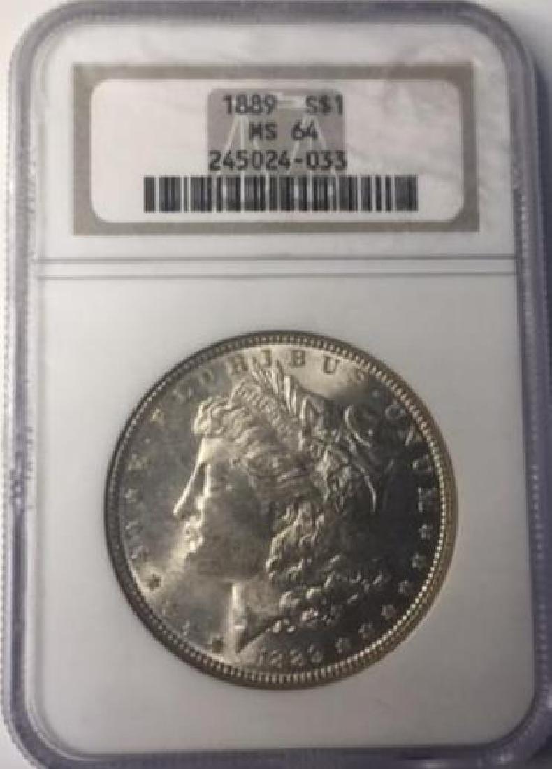 1889 NGC MS64 $1 Morgan Silver Dollar (1 of 2)