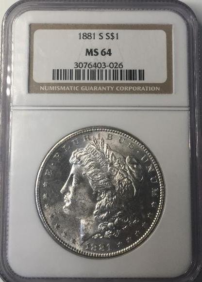 1881 S NGC MS64 $1 Morgan Silver Dollar (1 of 2)