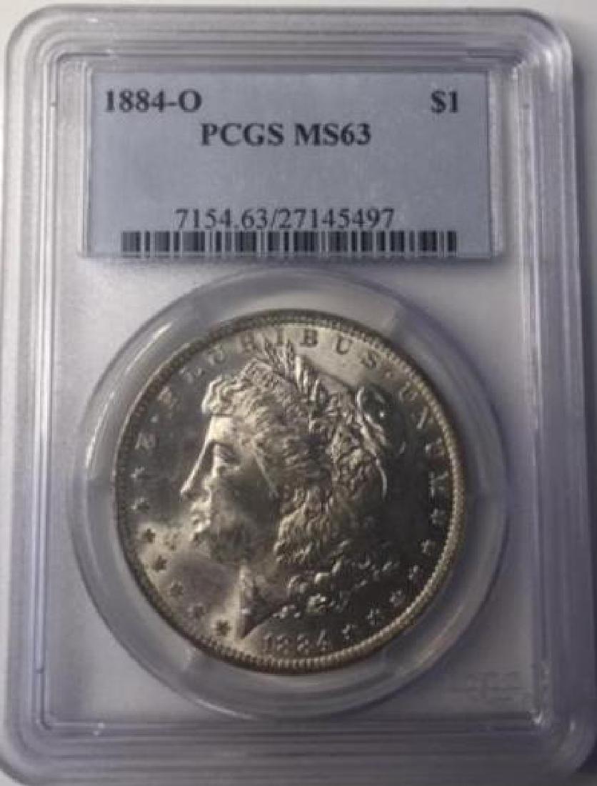1884-O PCGS MS63 $1 Morgan Silver Dollar (1 of 2)