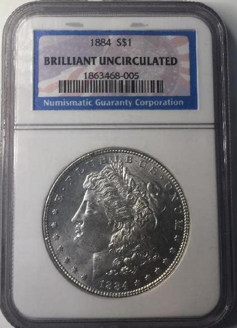 1884 NGC Brilliant Uncirculated $1 Morgan Silver Dollar (1 of 2)