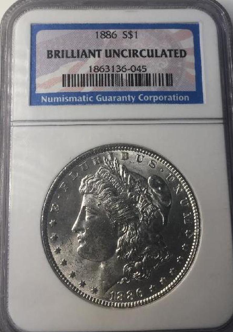 1886 NGC Brilliant Uncirculated $1 Morgan Silver Dollar (1 of 2)