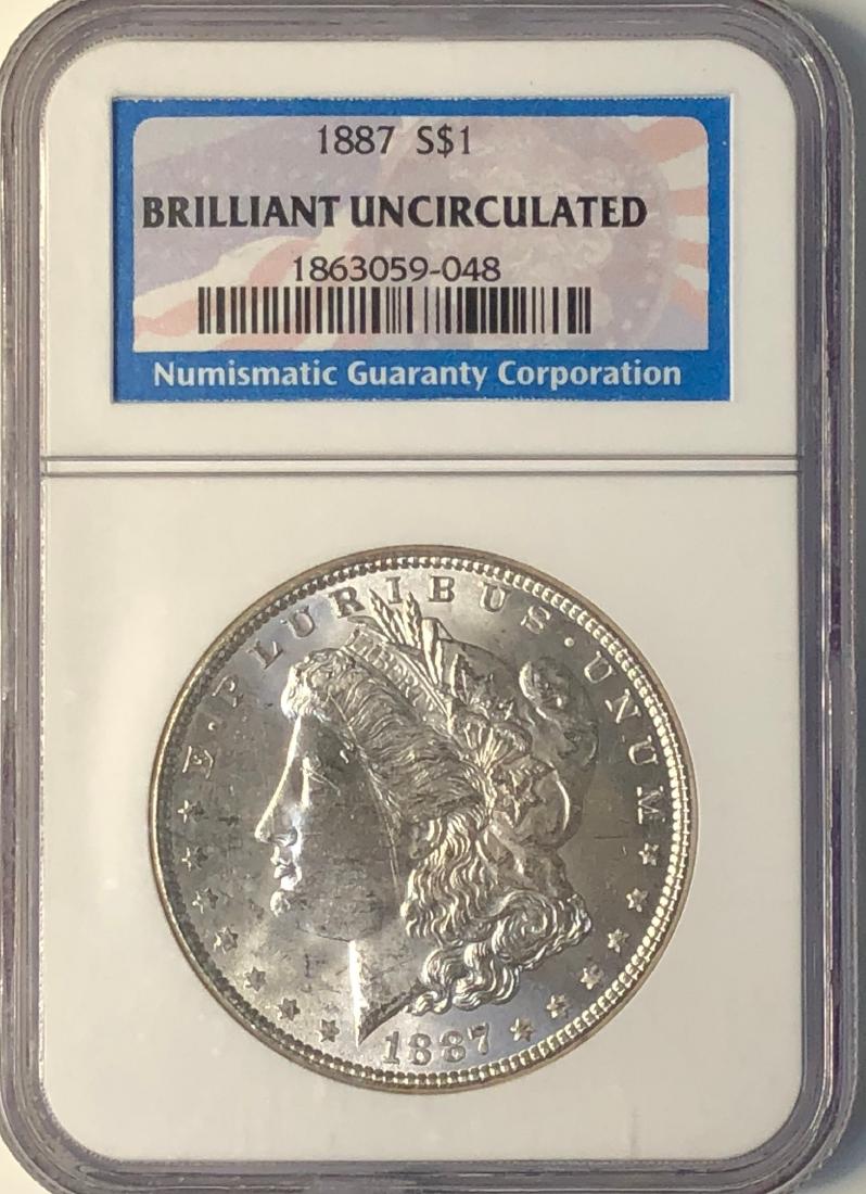 1887 NGC Brilliant Uncirculated $1 Morgan Silver Dollar (1 of 2)