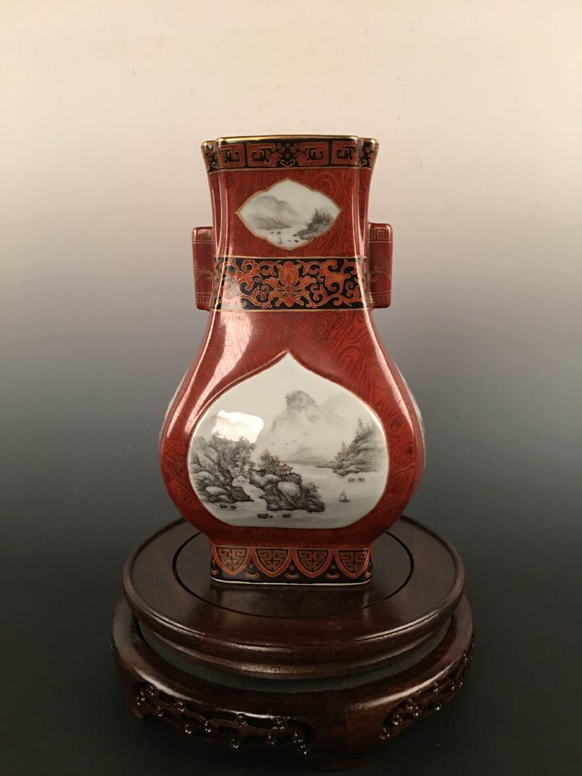 Chinese Famille Rose Squae Vase With Landscapes (1 of 10)