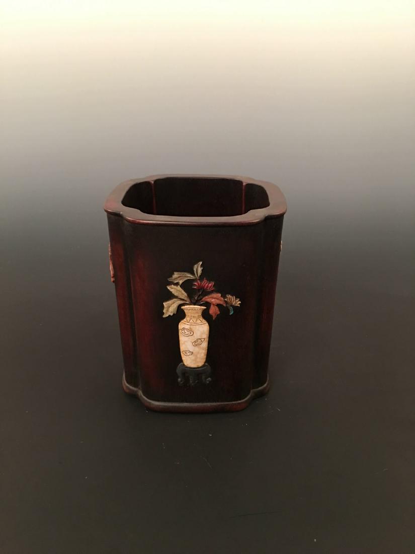 Chinese Rose Wood Brush Pot: Chinese Rose Wood Brush Pot 6-1/2" H X 5-1/2" W, 1294g Shipping: We are able to pack and ship this item to an address in the United States for $30.00 via UPS Ground or USPS Priority Mail. Tracking inf