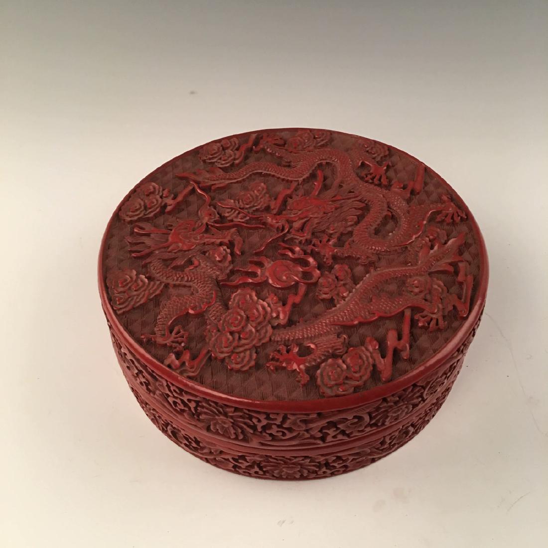 Chinese Carved  Lacquerware Dragon Box And Lid (1 of 8)
