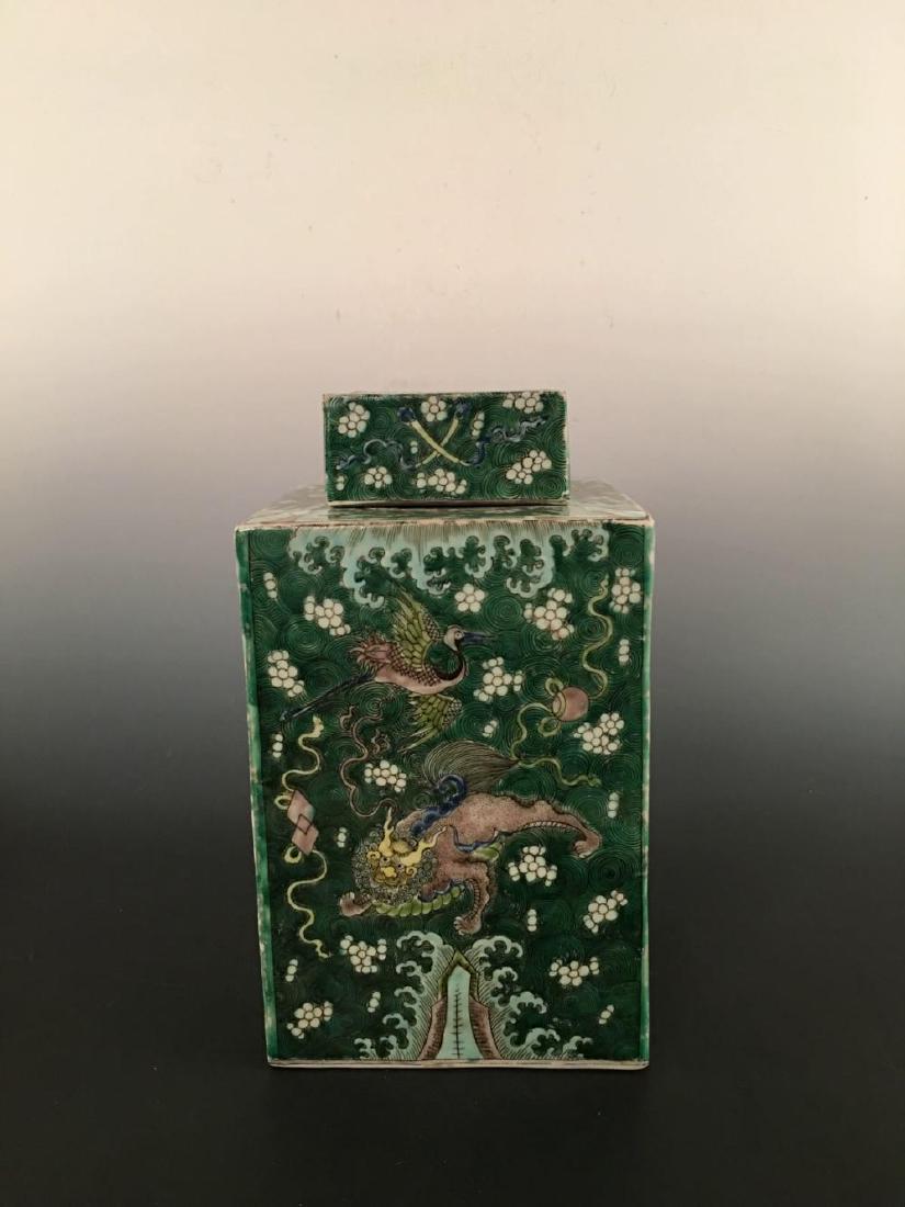 Chinese San Cai Square Jar (1 of 9)