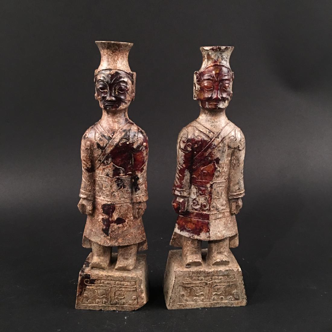A Pair of Chinese Jade Figure: A Pair of Chinese Jade Figure 9'' H, 2-1/2'' W; 1512 g Shipping: We are able to pack and ship this item to an address in the United States for $30.00 via UPS Ground or USPS Priority Mail. Tracking inf