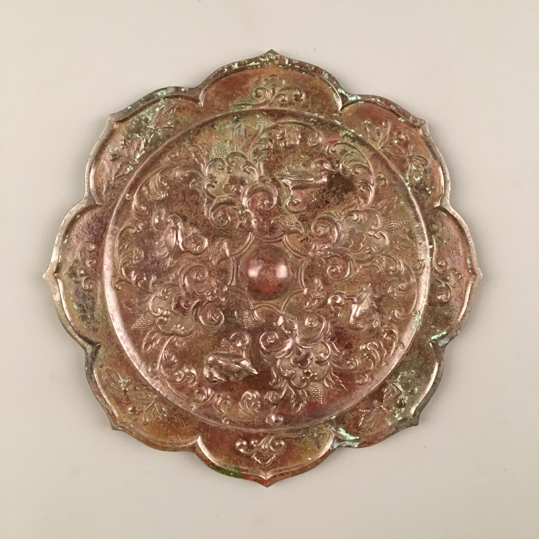Chinese Bronze Mirror with Curling Grass Pattern (1 of 8)