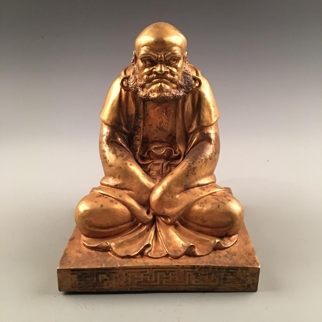 Chinese Gilt Bronze Buddha: Chinese Gilt Bronze Buddha 9'' H, 7'' W; 5.8 lb Shipping: We are able to pack and ship this item to an address in the United States for $35.00 via UPS Ground or USPS Priority Mail. Tracking informatio