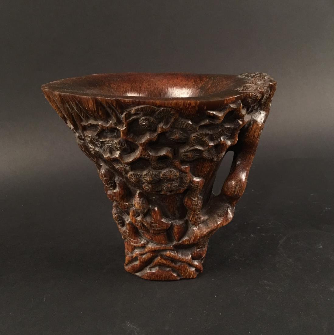 Chinese Ox-Horn Wine Cup: Chinese Ox-Horn Wine Cup 5-1/2'' H, 6'' W; 854 g Shipping: We are able to pack and ship this item to an address in the United States for $30.00 via UPS Ground or USPS Priority Mail. Tracking informati