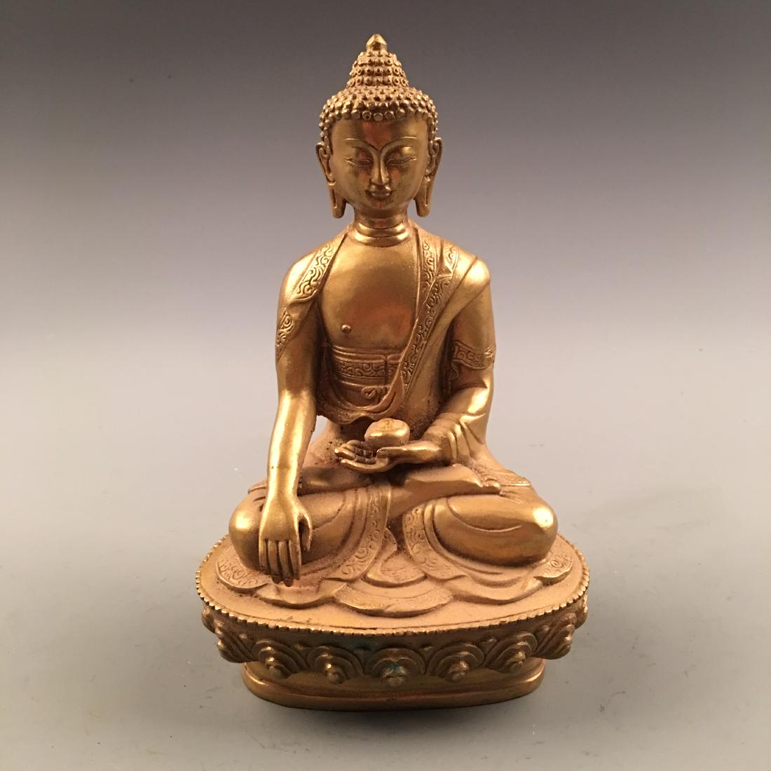 Chinese Gilt Bronze Buddha: Chinese Gilt Bronze Buddha 8'' H, 5'' W; 1.8 lb Shipping: We are able to pack and ship this item to an address in the United States for $30.00 via UPS Ground or USPS Priority Mail. Tracking informatio