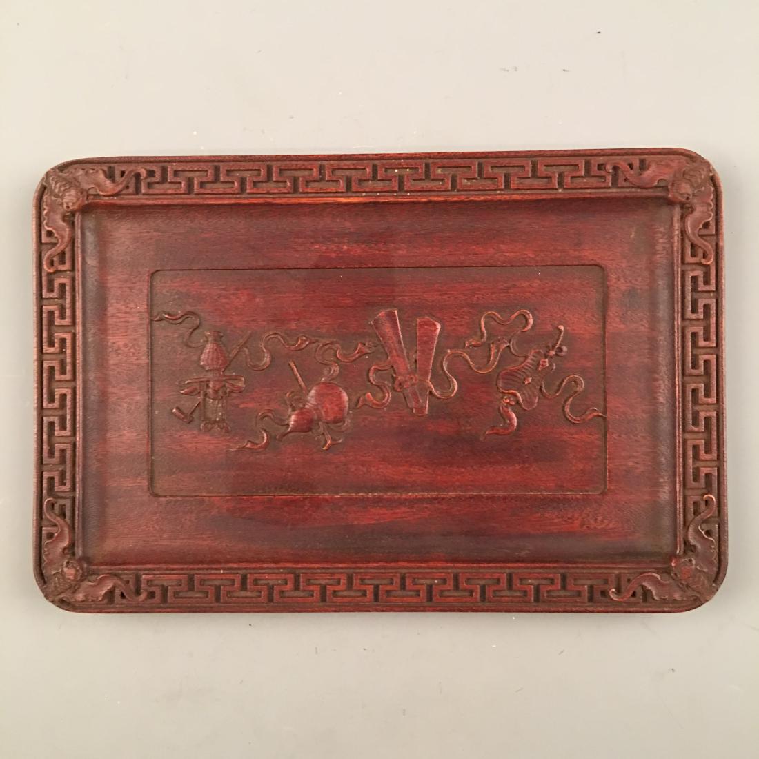 Chinese Red Wood Tray: Chinese Red Wood Tray 1'' H, 8-1/2'' W, 13'' L; 2 lb Shipping: We are able to pack and ship this item to an address in the United States for $30.00 via UPS Ground or USPS Priority Mail. Tracking infor