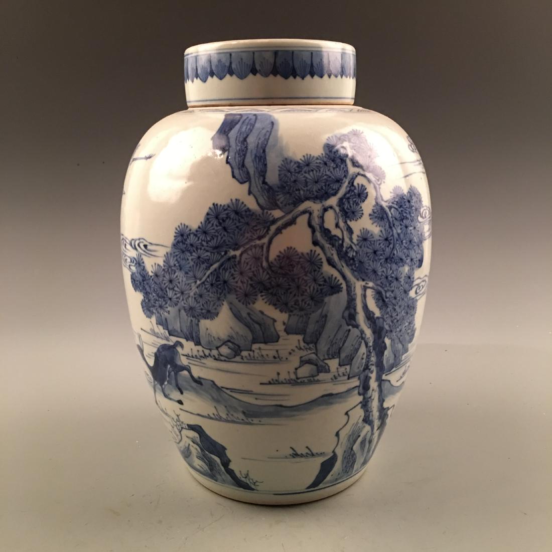 Chinese Blue-White: Chinese Blue-White 'Landscape' Jar with Lid 11-1/4'' H, 7-1/2'' W; 6.8 lb Shipping: We are able to pack and ship this item to an address in the United States for $30.00 via UPS Ground or USPS Priority