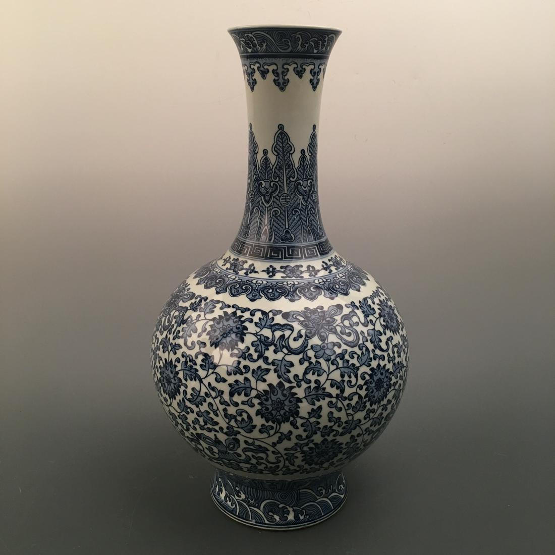 Chinese Blue-White 'Lotus' Vase, Qianlong Mark (1 of 9)