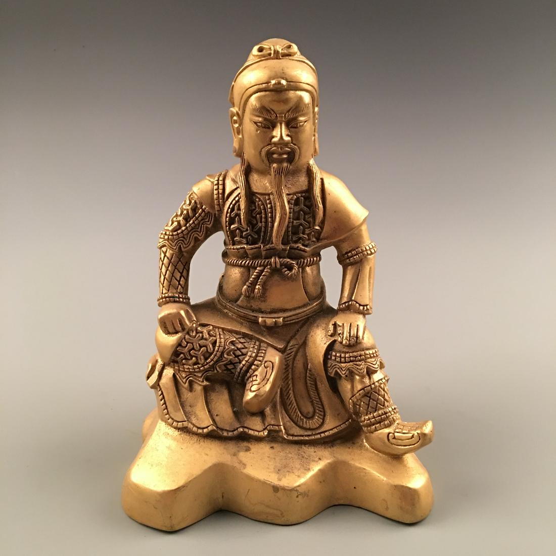Chinese Gilt Bronze 'GuanGong' Status Figure: Chinese Gilt Bronze 'GuanGong' Status Figure 8'' H, 5-5/8'' W; 3.2 lb Shipping: We are able to pack and ship this item to an address in the United States for $30.00 via UPS Ground or USPS Priority Mai