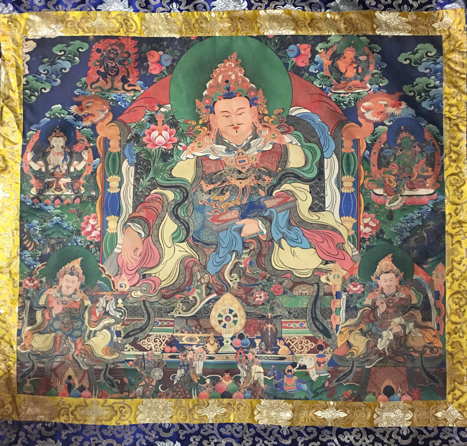 Chinese Thangka on Silk: Chinese Thangka on Silk 38''H, 41''W; 238 g Shipping: We are able to pack and ship this item to an address in the United States for $30.00 via UPS Ground or USPS Priority Mail. Tracking information wi