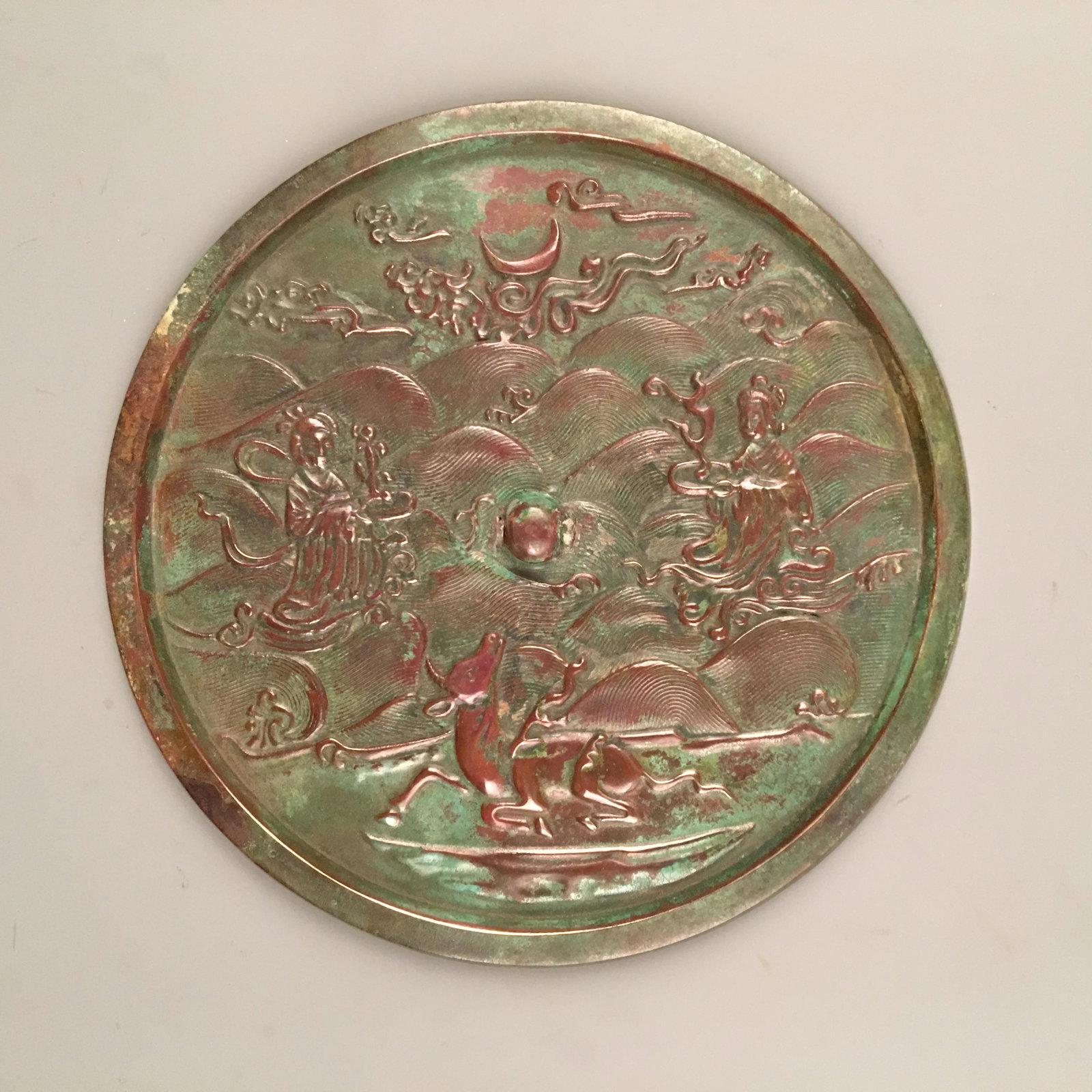 Chinese Bronze Mirror: Chinese Bronze Mirror D. 7-1/8''; 729 g Shipping: We are able to pack and ship this item to an address in the United States for $30.00 via UPS Ground or USPS Priority Mail. Tracking information will b